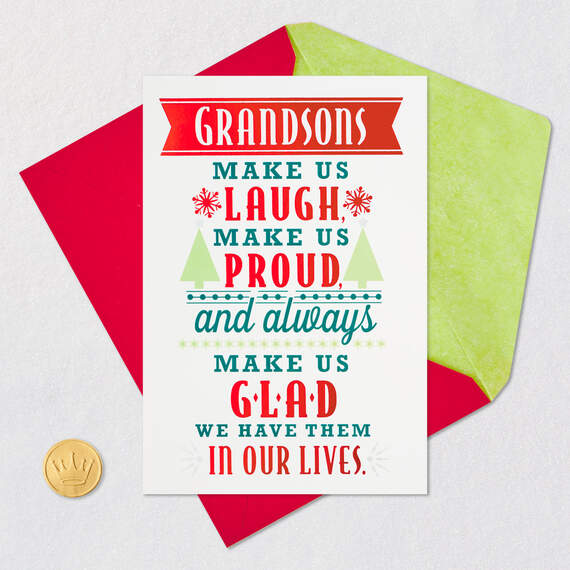 So Glad You're in Our Lives Christmas Card for Grandson, , large image number 5