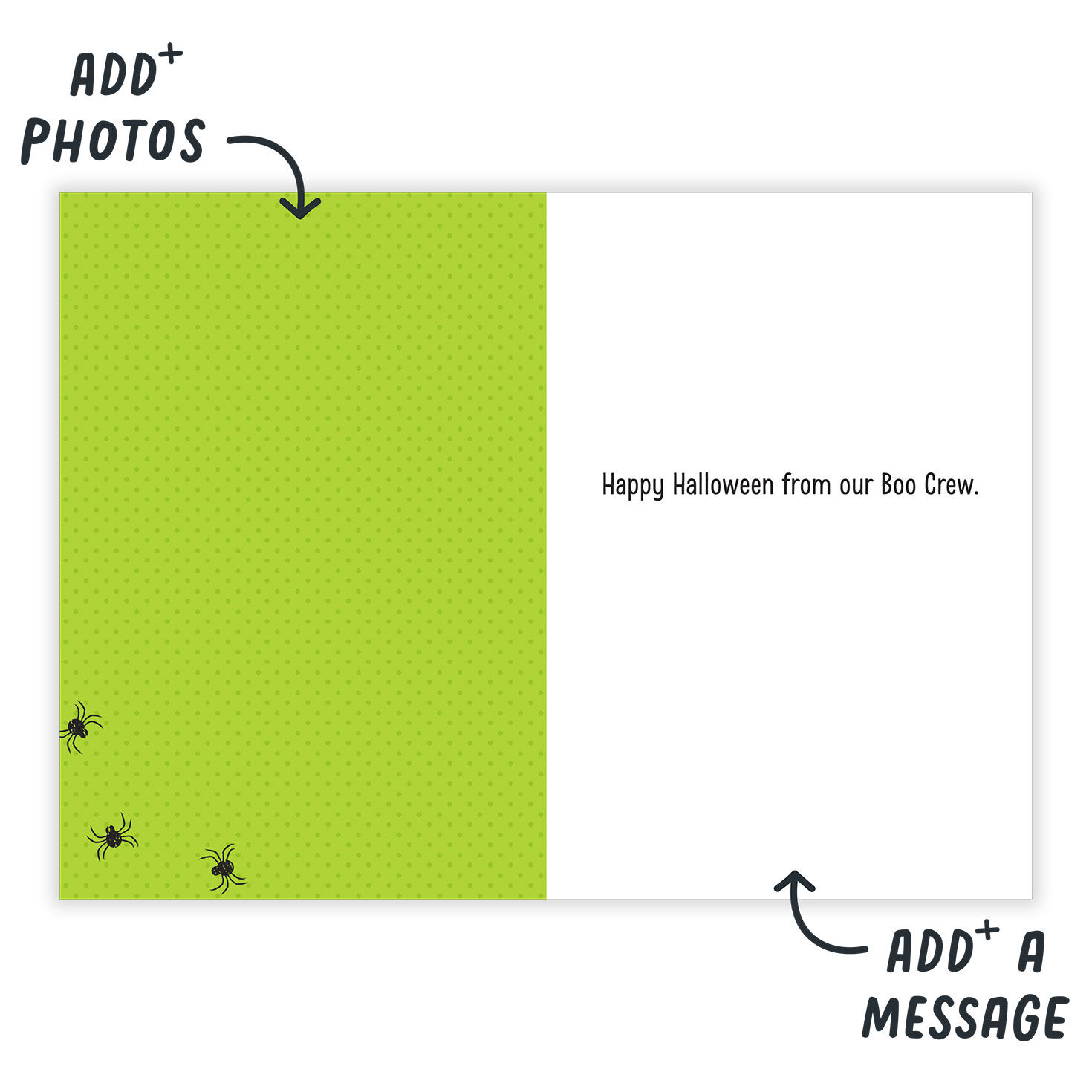 Photo Gallery Frames Personalized Halloween Card Open Card indicating personalization image number 3