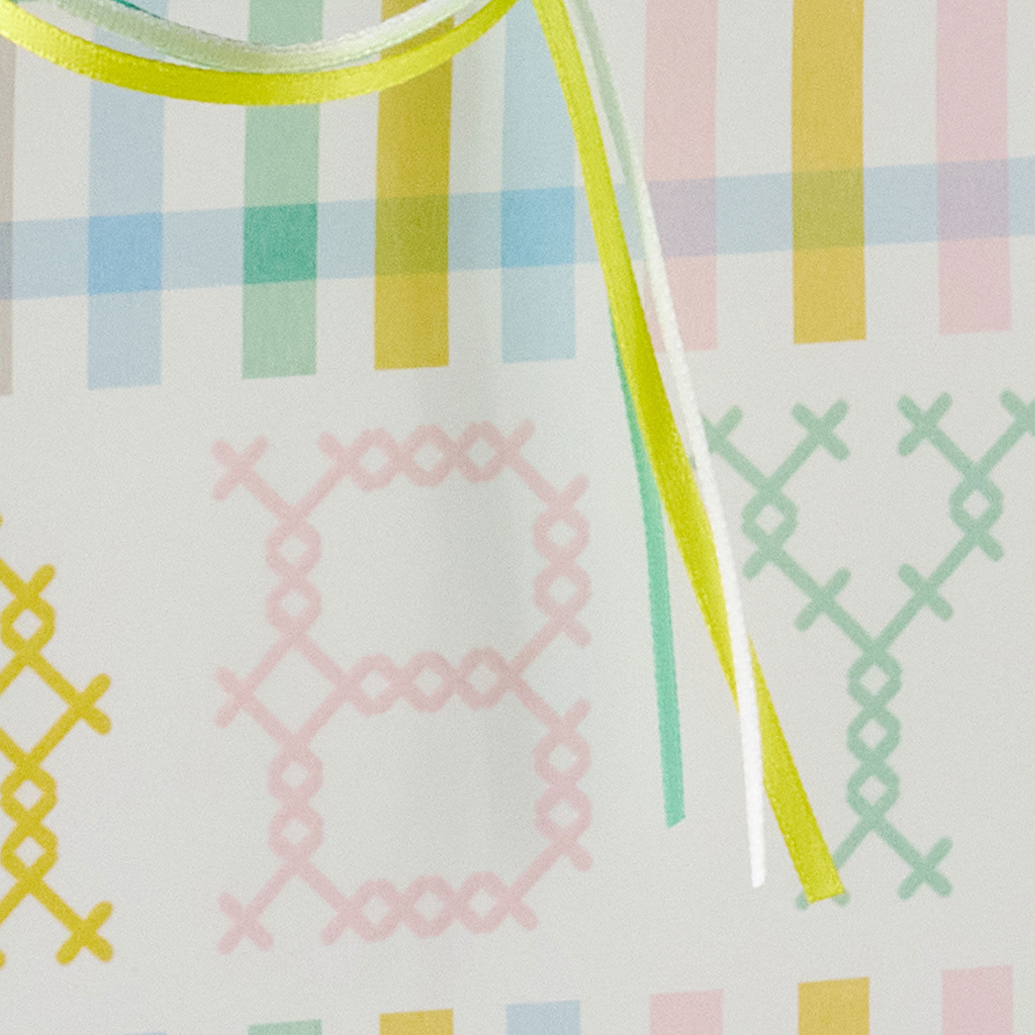 Plaid With Cross-Stitch Baby Message Medium Gift Bag Base/Side Detail image number 5