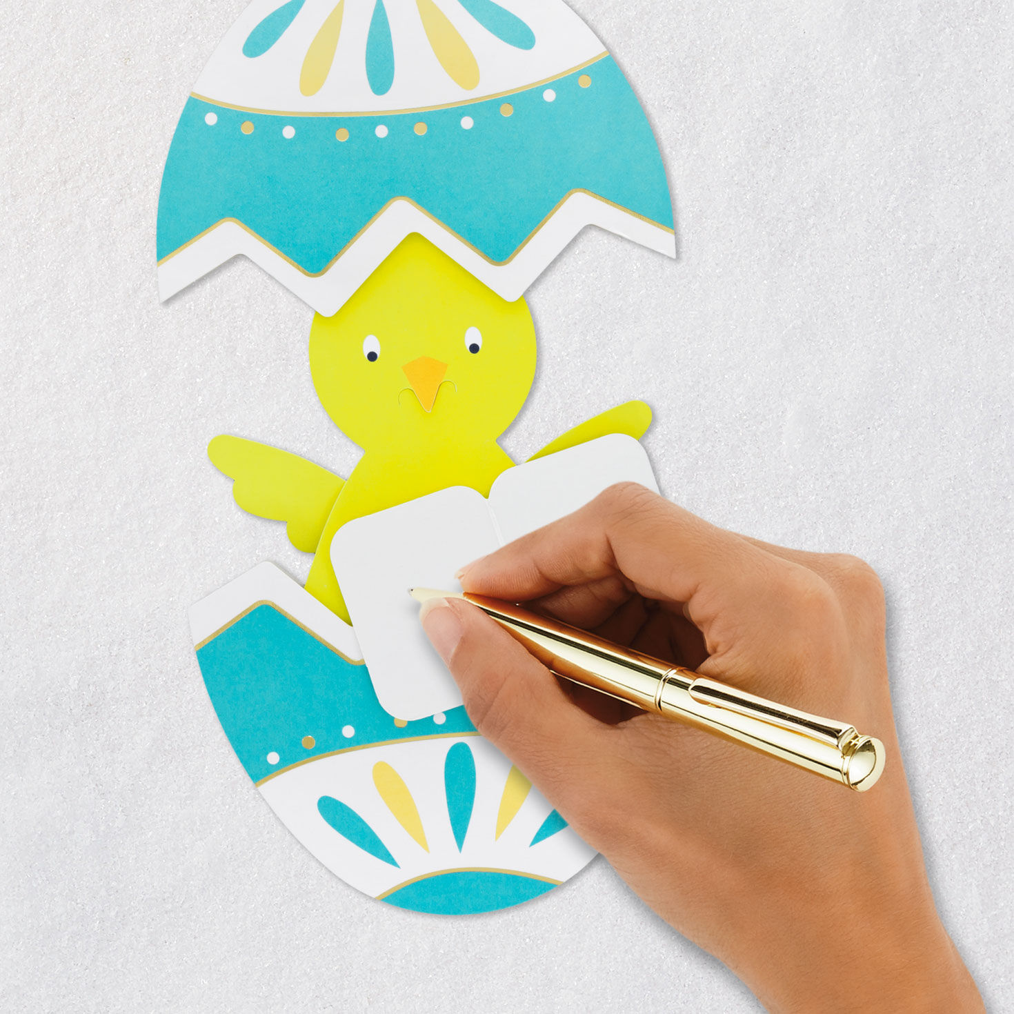 Chick Popping Out of Egg Fun Reveal Easter Card signing card image number 7