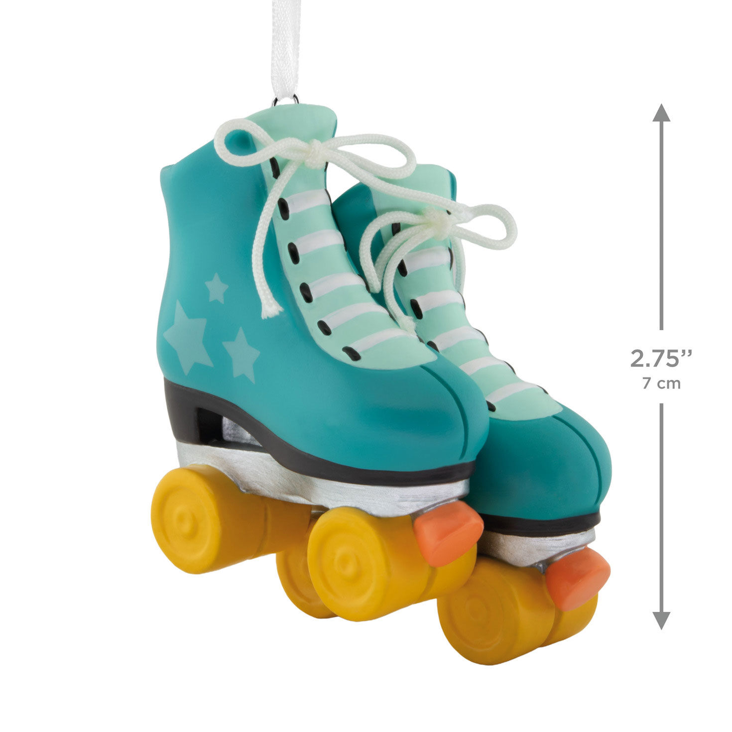 Teal Blue Roller Skates Christmas Ornament measurement image number 3