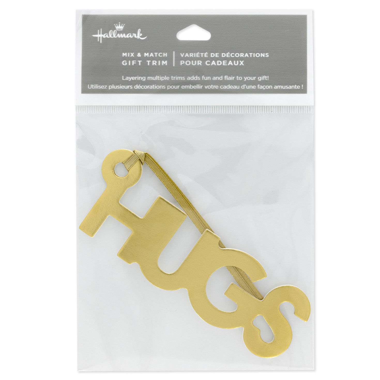 Hugs Die-Cut Gold Gift Trim With Ribbon Hanger package front image number 6