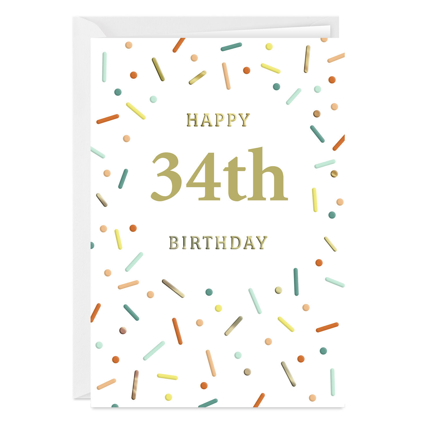 Custom Age With Confetti Custom Birthday Card
