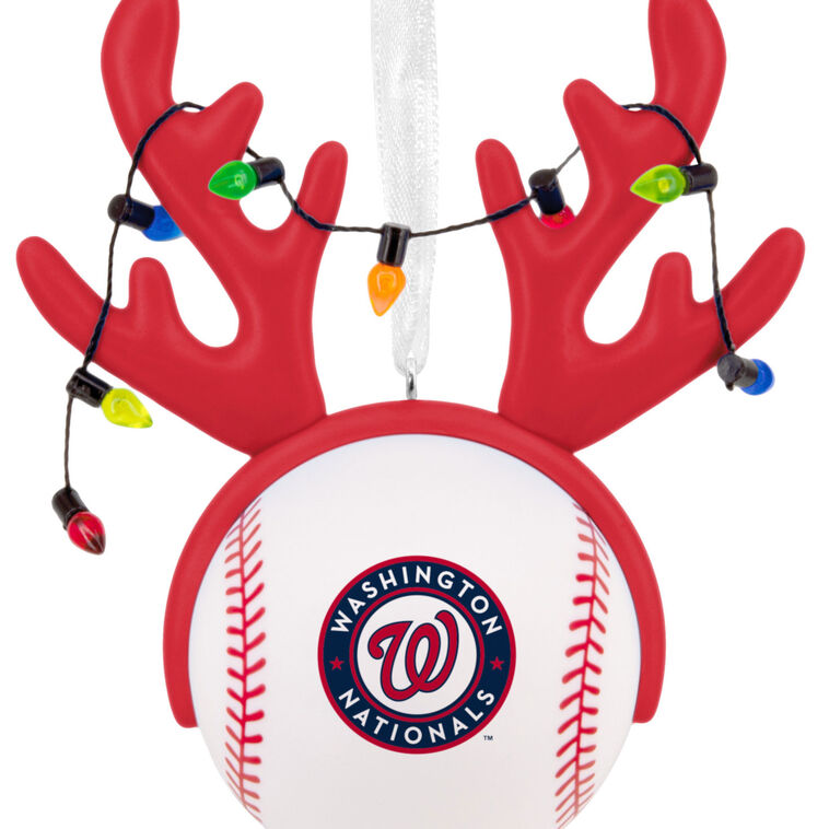 Nationals Reindeer Baseball Christmas Ornament closeup view image number 5