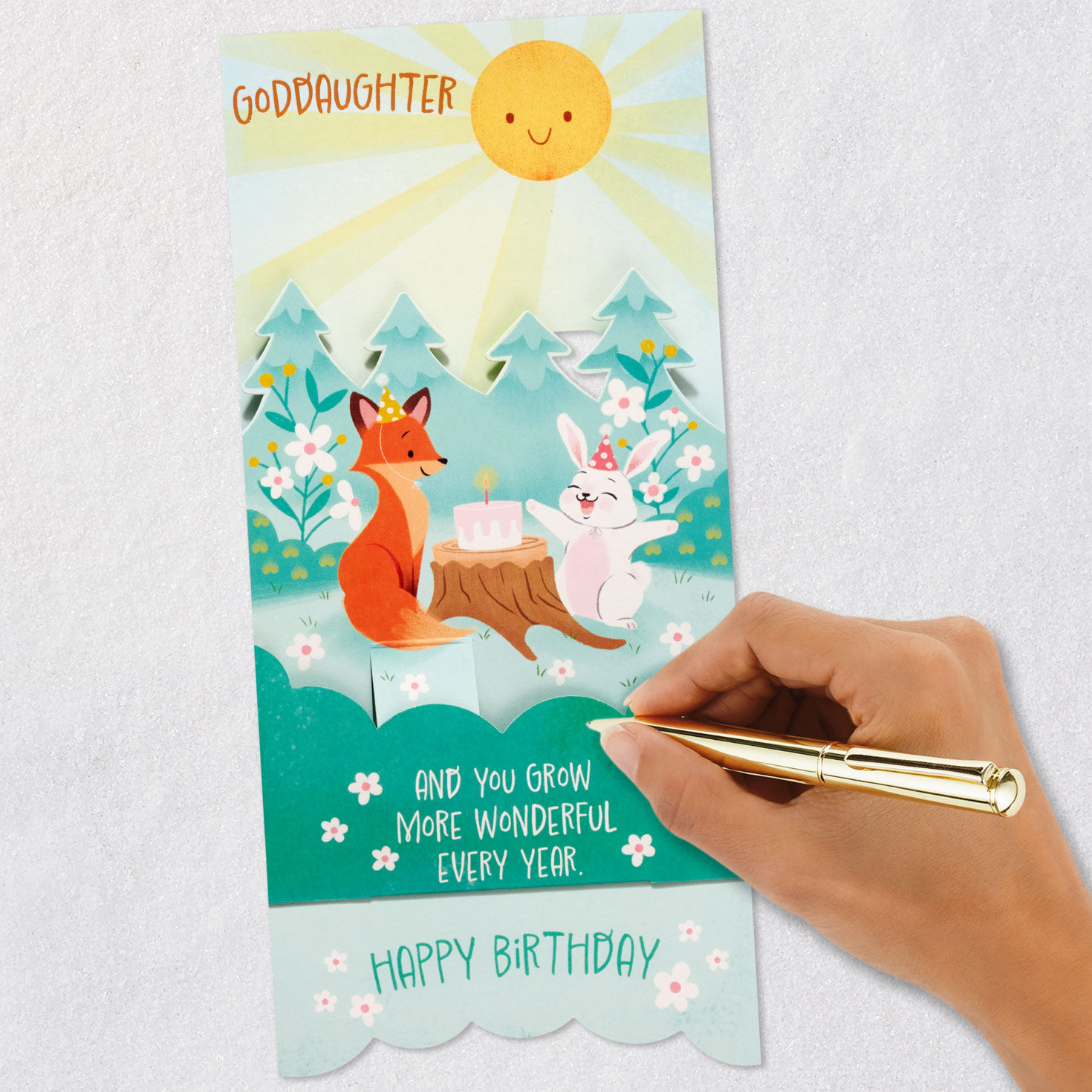 Forest Animals Goddaughter Birthday Card Signing card image number 7