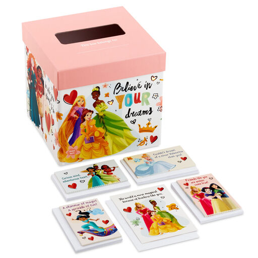 Disney Princess Pink and White Kids Classroom Valentines Set With Cards and Light-Up Mailbox With Sound, 