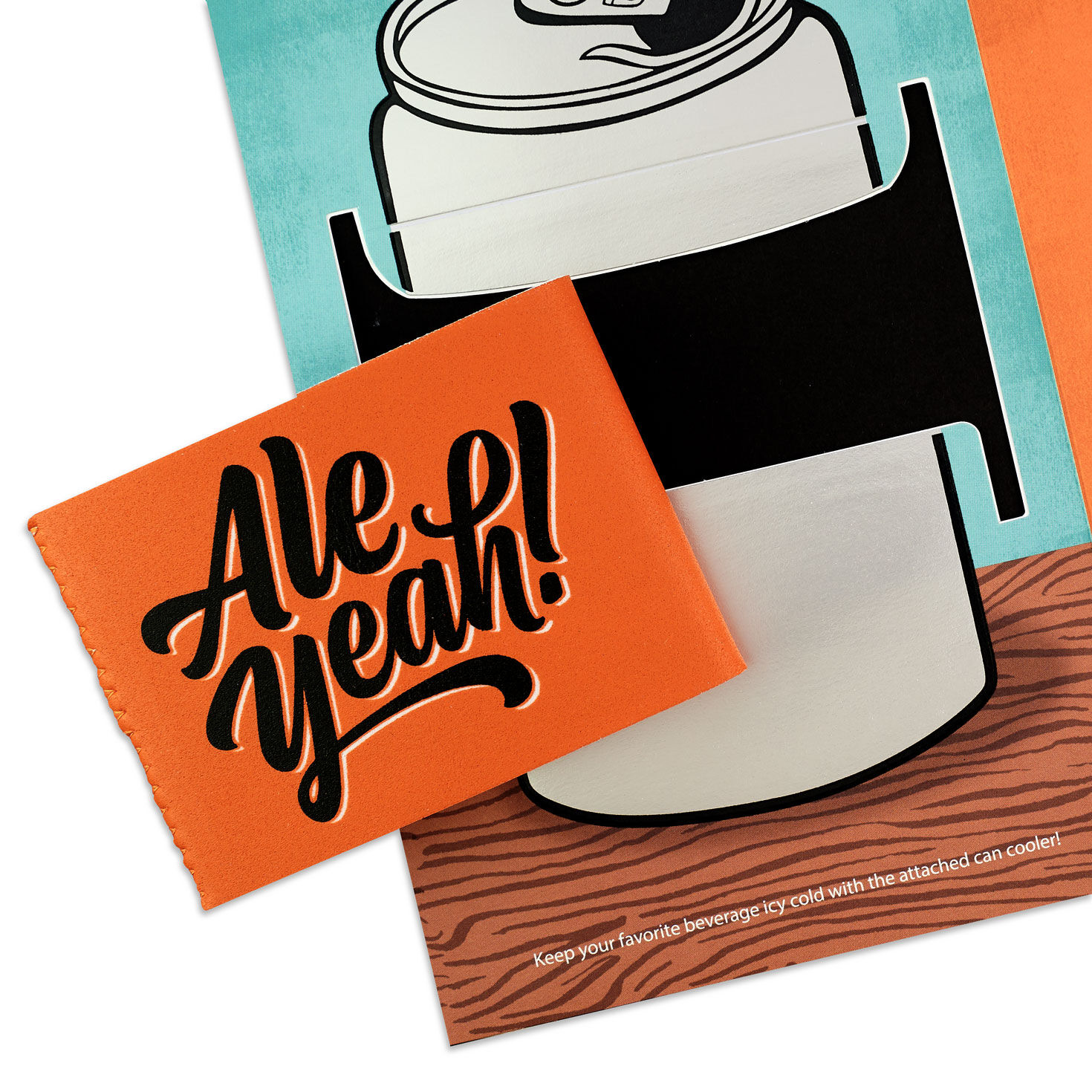 Beer Can Funny Birthday Card With Can Cooler Card Front Detail image number 5