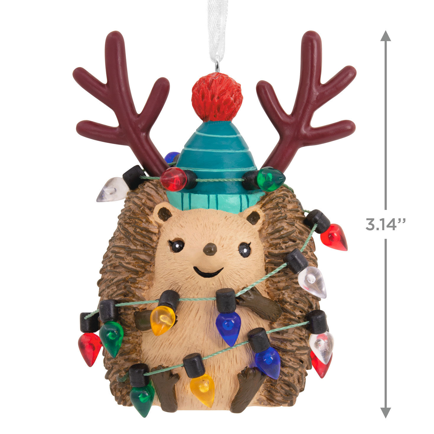 Festive Hedgehog Christmas Ornament measurement image number 3