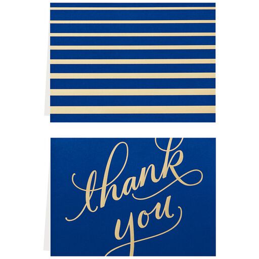 Classic Navy and Gold Thank You Notes, Box of 40, 