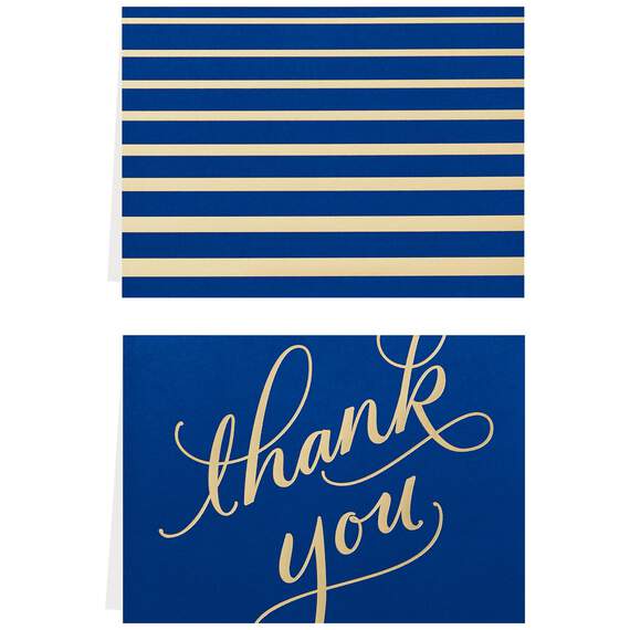 Classic Navy and Gold Thank You Notes, Box of 40