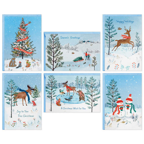 Rustic Winter Boxed Christmas Cards Assortment, Pack of 24