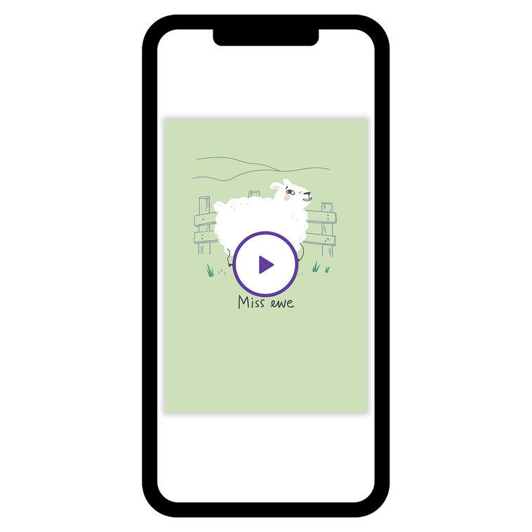 Sheep at Fence on Green Personalized Card phone with card front image number 1