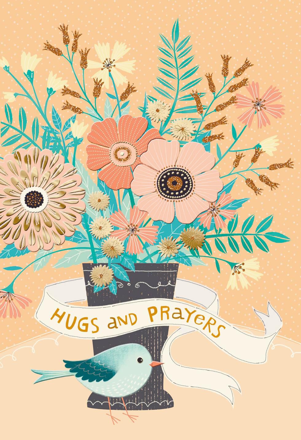 Hugs and Prayers Religious Encouragement Card