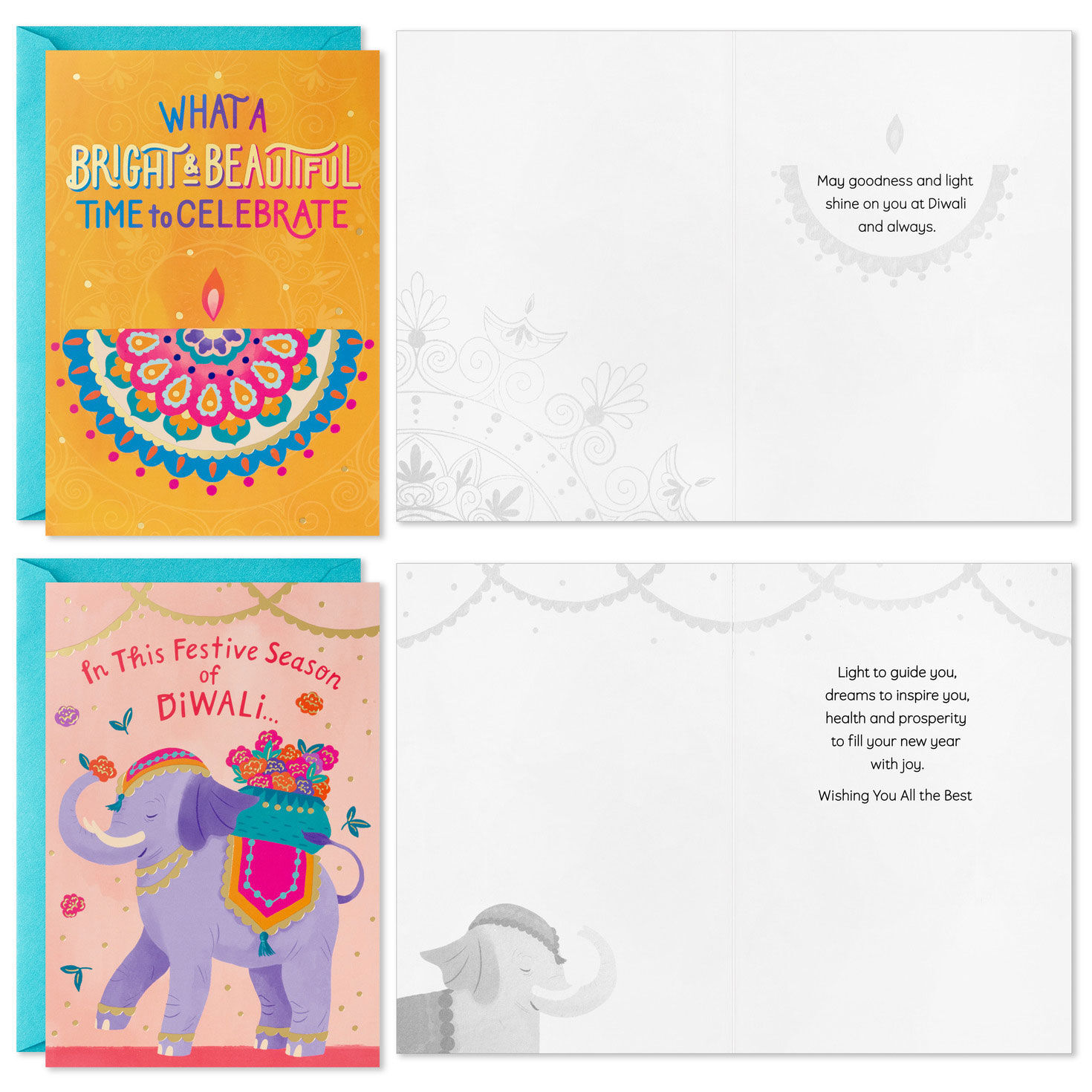Colorful Mandala and Candle Diwali Card Assortment Card Front with Sentiment image number 3