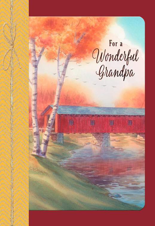 Covered Bridge Thanksgiving Card for Grandpa, , large image number 1