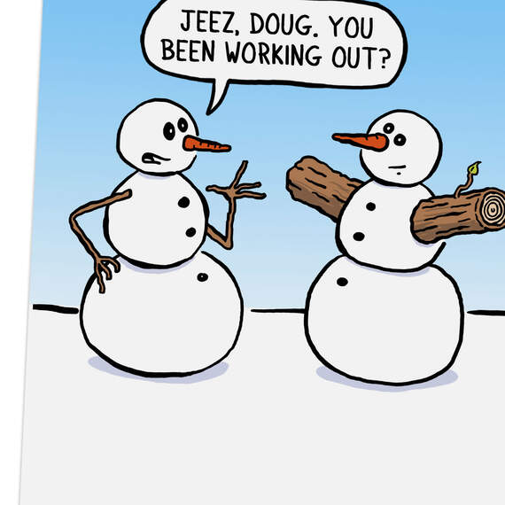 Buff Snowman Funny Christmas Card, , large image number 4