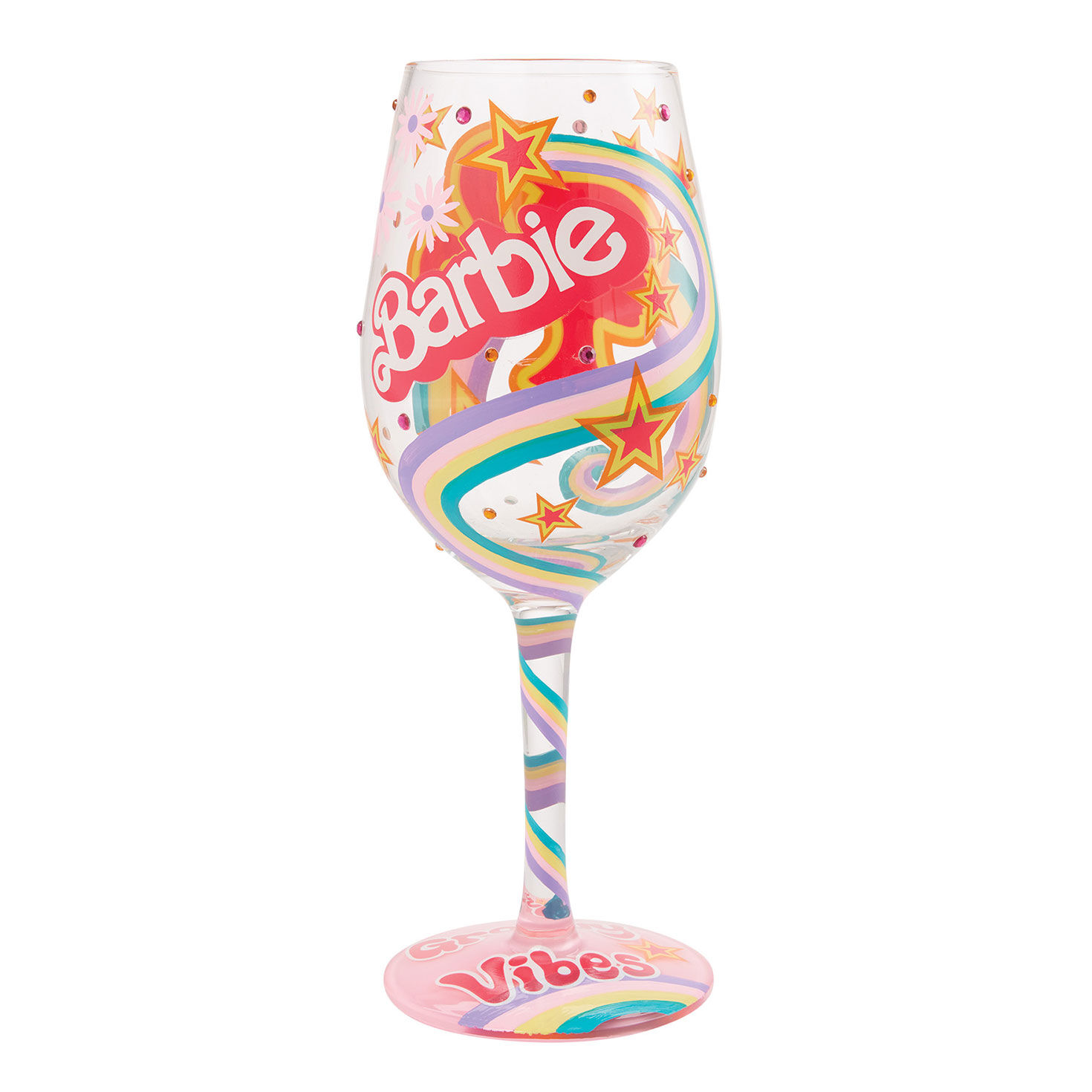 Lolita Barbie The Original Fashionista Handpainted Wine Glass, 15 oz.