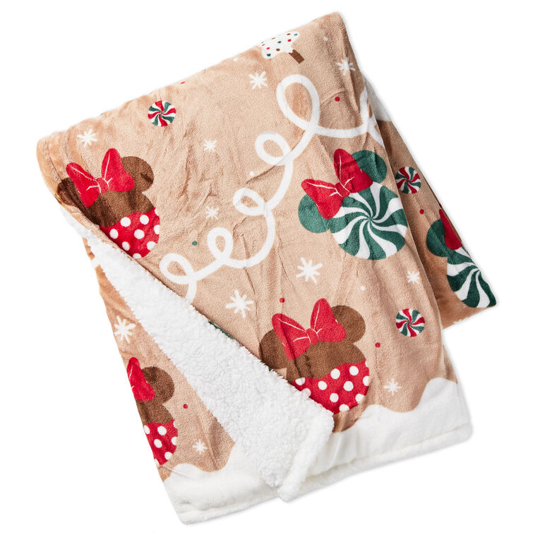 Disney Mickey and Minnie Icons on Gingerbread Throw Blanket, 50x60