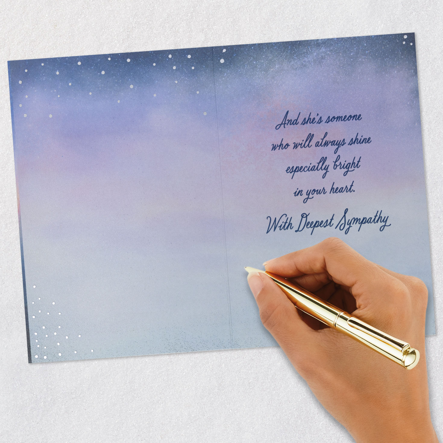 Starry Sky Landscape Sympathy Card for Loss of Mom signing card image number 6