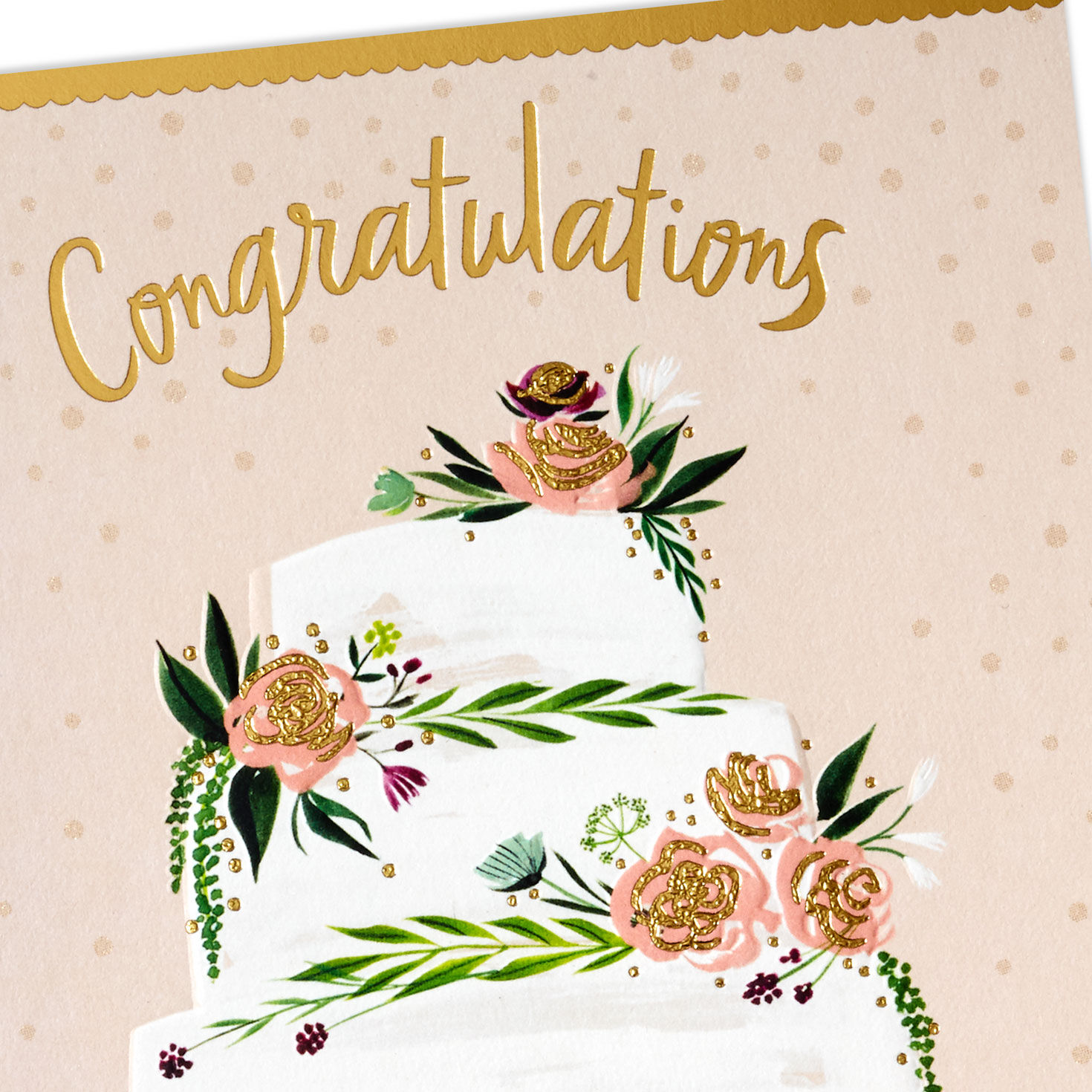 Floral Cake Wedding Congratulations Card Card Front Detail image number 5