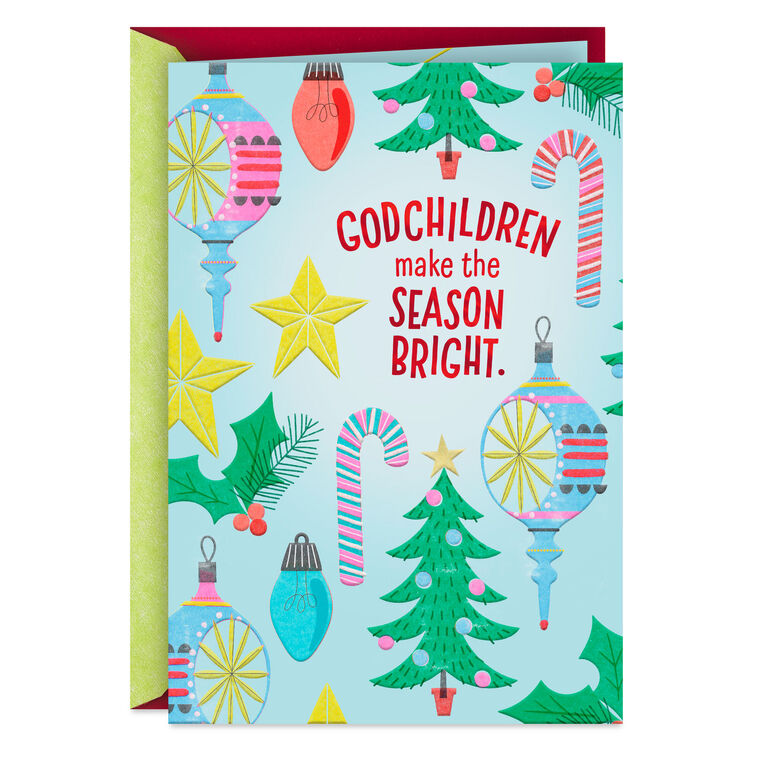 You Make the Season Bright and Blessed Christmas Card for Godchild