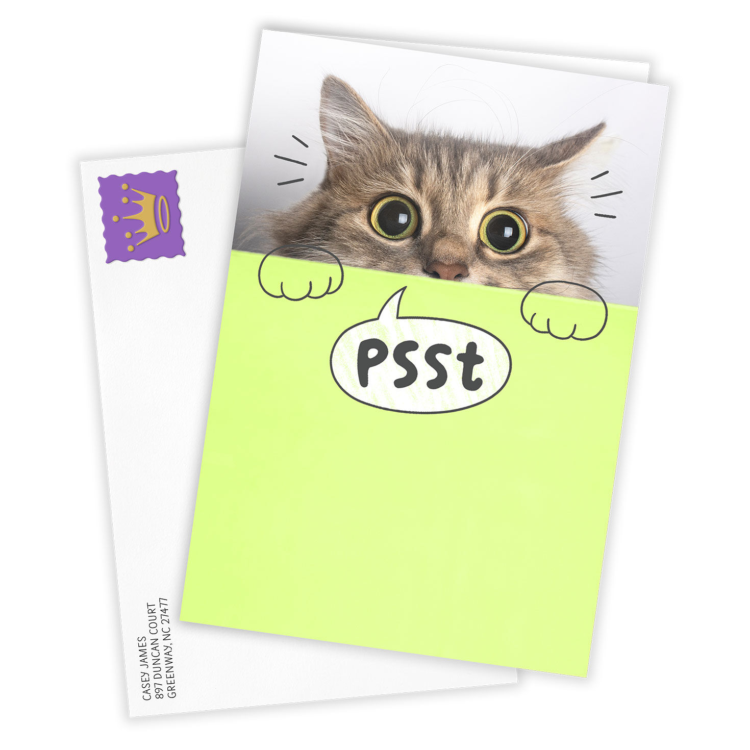 You're Mind Boggling Peeking Cat Personalized Card Card Front with Envelope image number 2
