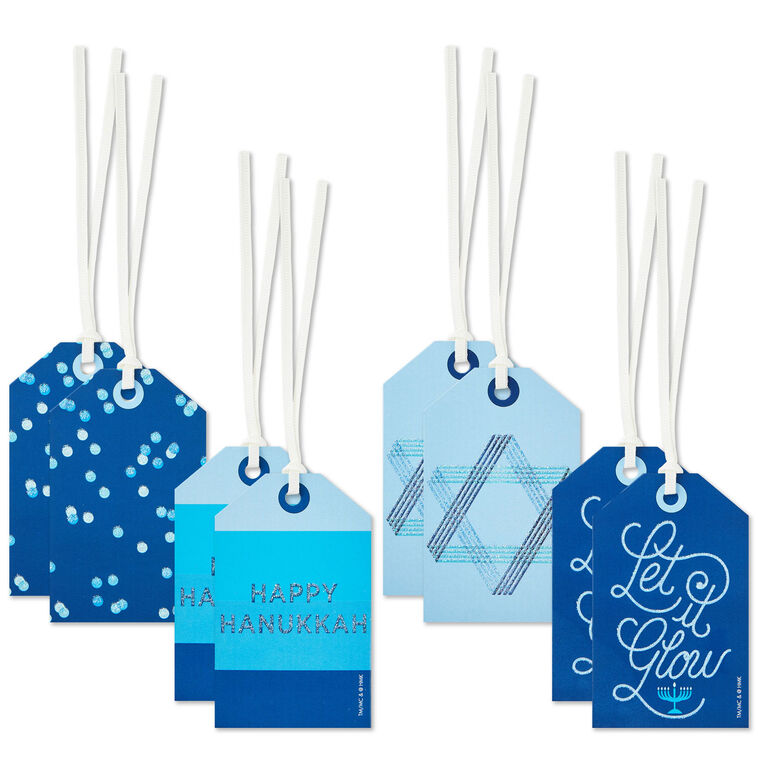 Tree of Life Shades of Blue Hanukkah Gift Tags, Pack of 8