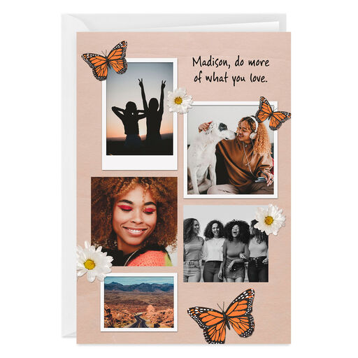 Personalized Butterflies and Daisies Photo Card, 