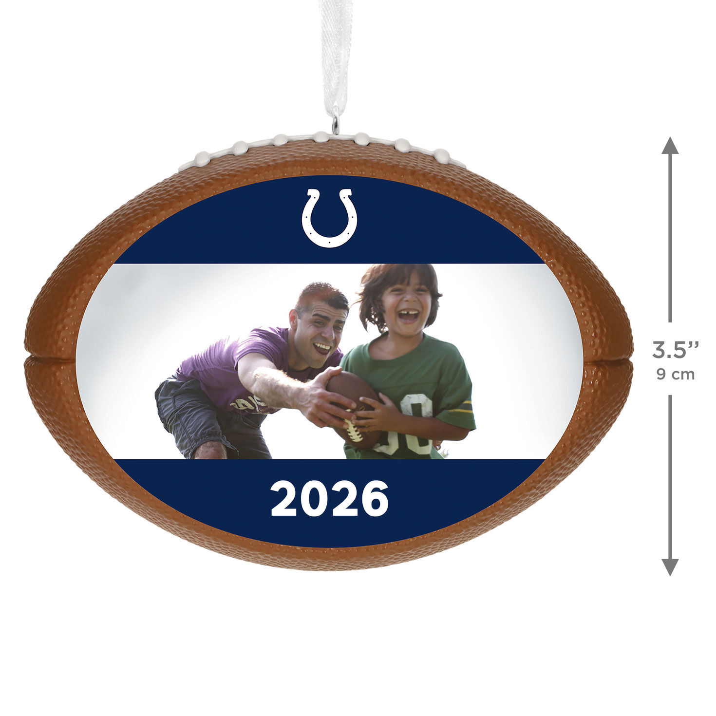 NFL Football Indianapolis Colts Text and Photo Personalized Ornament measurement image number 3