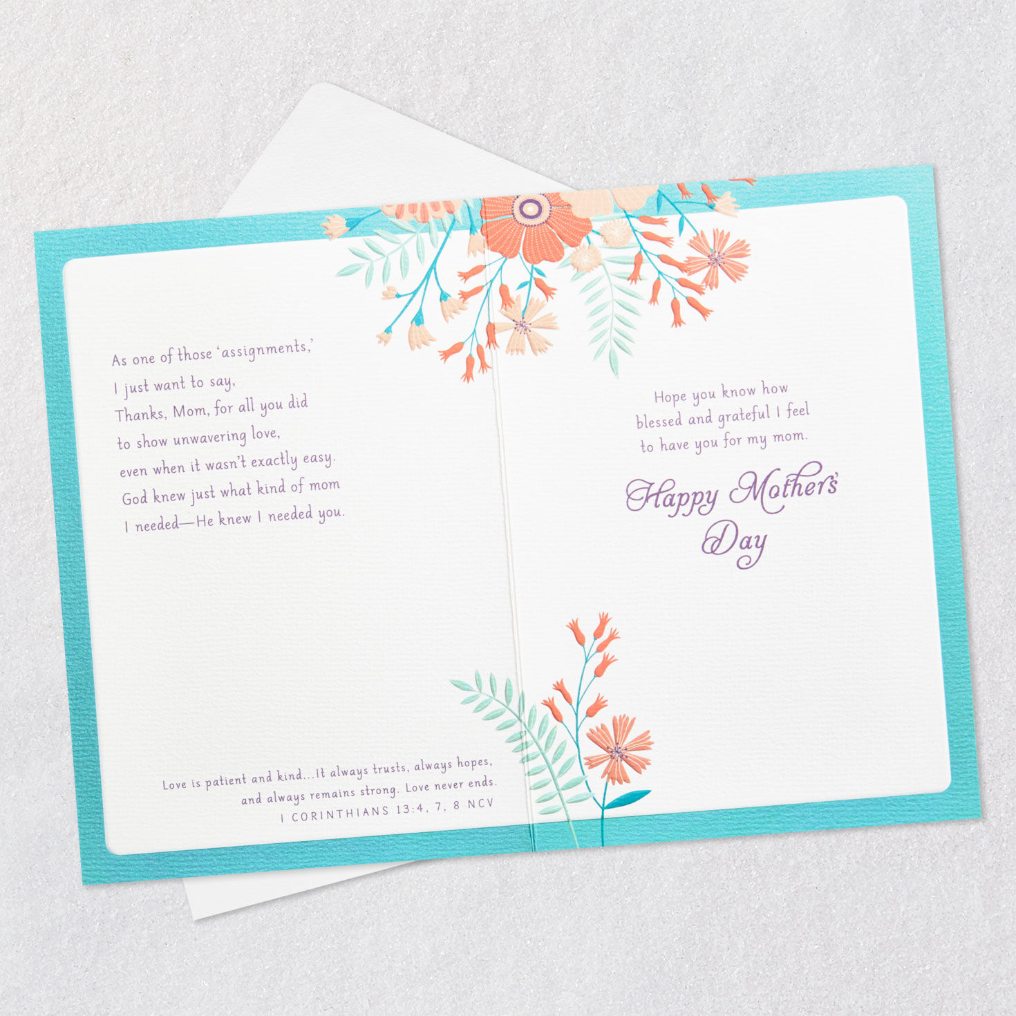 Pretty Floral Religious Mother's Day Card for Mom signing card image number 6