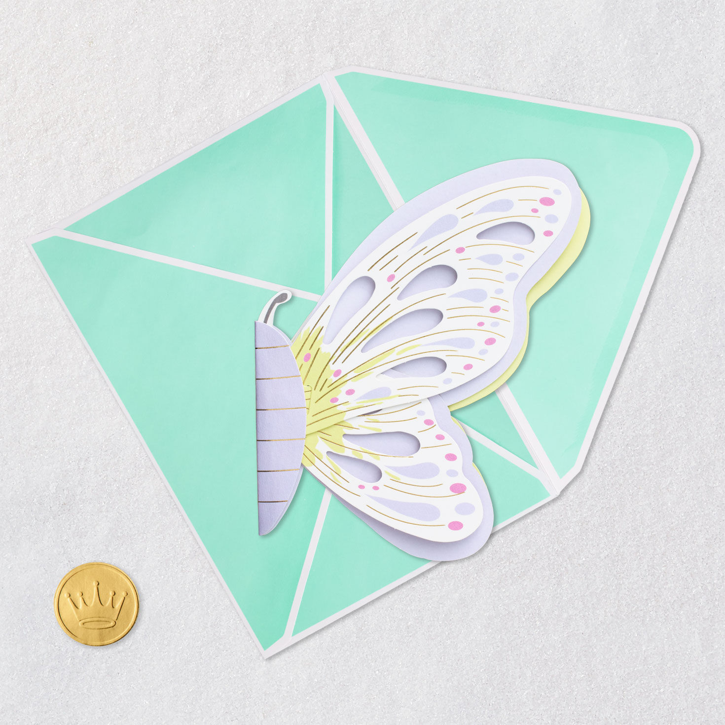 Beautiful Butterfly Paper Craft Mother's Day Card Card Front with Envelope and Gold Seal image number 6