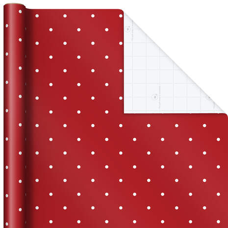 Red Wrapping Paper With White Polka Dots, 25 sq. ft., , large