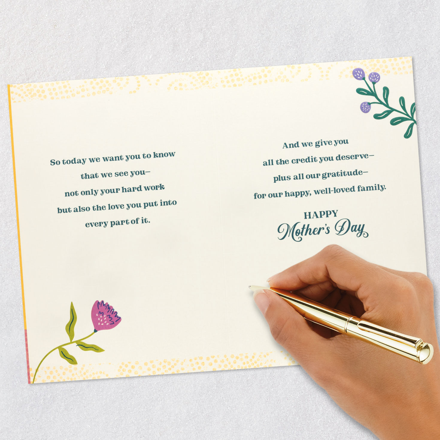 Flowers in Vase Mama Mother's Day Card From All signing card image number 7