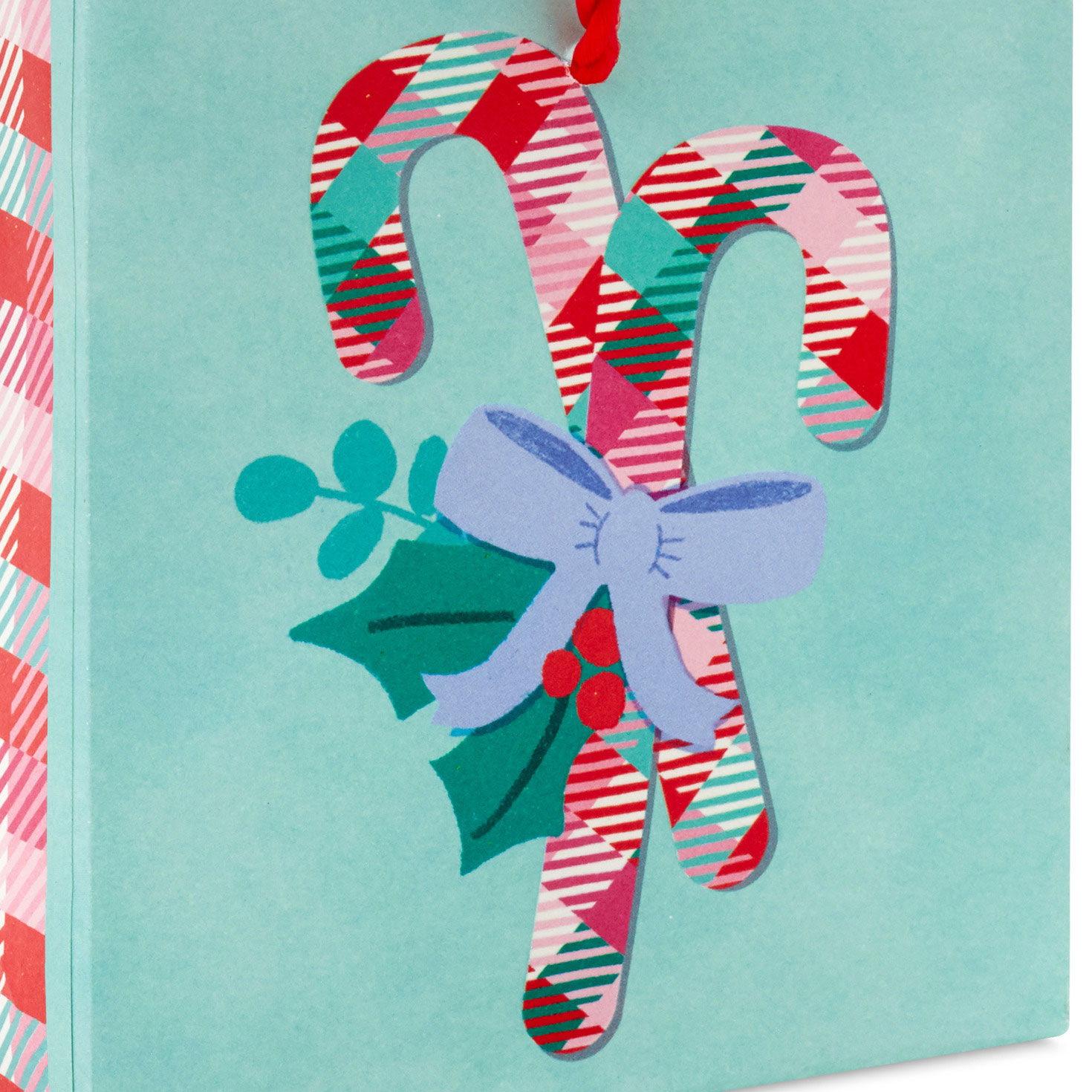 Plaid Candy Canes Christmas Gift Card Holder Mini Bag upclose detail image number 5