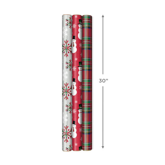 Snow Merry 3-Pack Foil Christmas Wrapping Paper Assortment, 60 sq. ft., , large image number 4