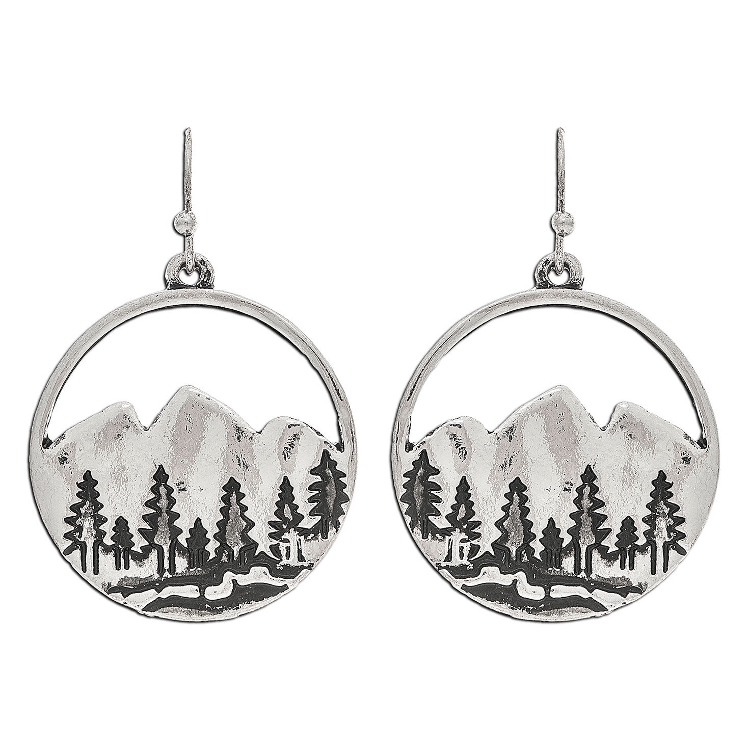 Rain Jewelry Silver Metal Mountain Silhouette Drop Earrings, , large image number 1