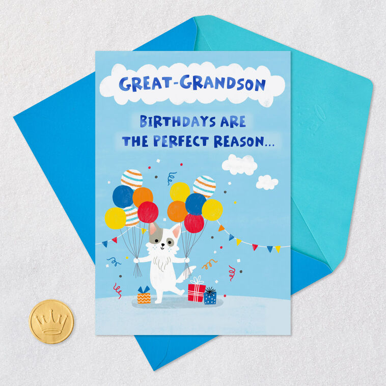 Get Carried Away Puppy and Balloons Birthday Card for Great-Grandson, , large image number 5