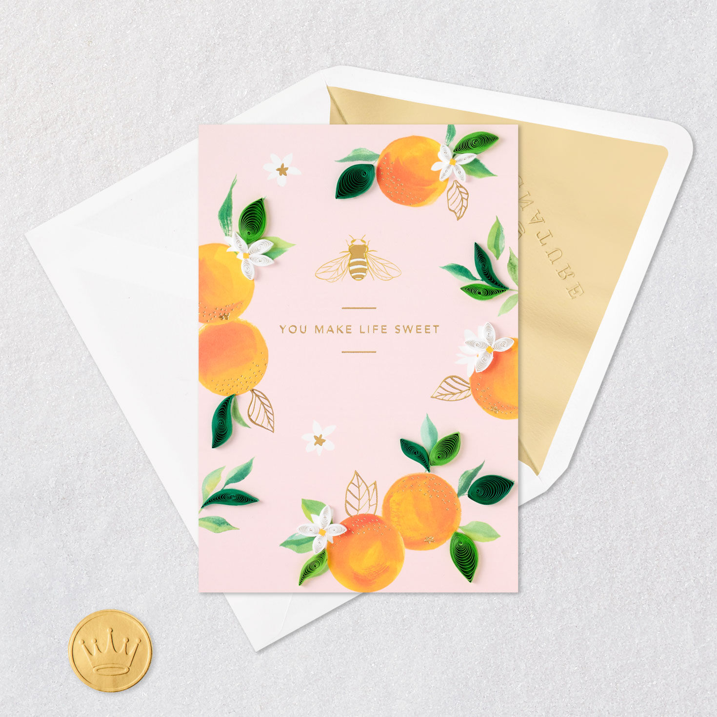 Floral and Blush Quilled Paper Mother's Day Card Card Front with Envelope and Gold Seal image number 5