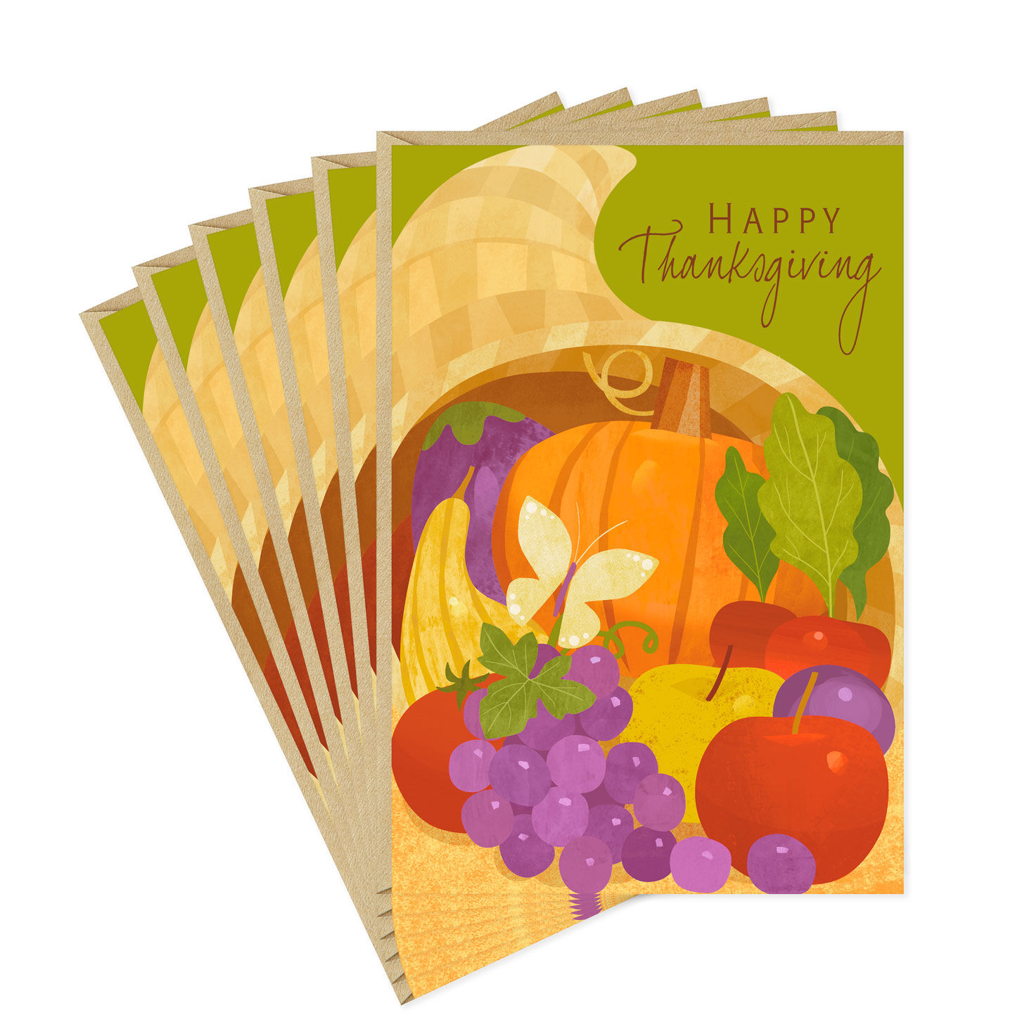 Cornucopia Happy Thanksgiving Cards, Pack of 6