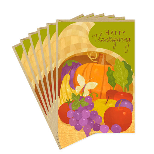 Cornucopia Happy Thanksgiving Cards, Pack of 6, 