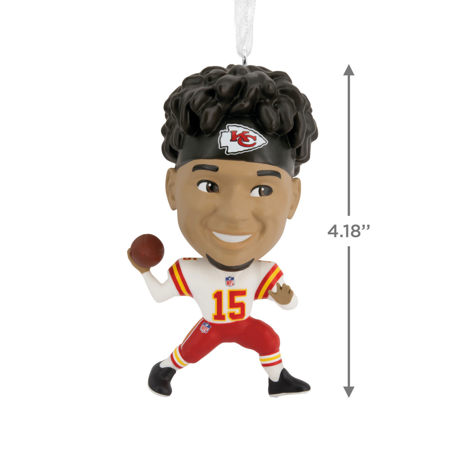 Patrick Mahomes Bobblehead Christmas Ornament measurement image number 3