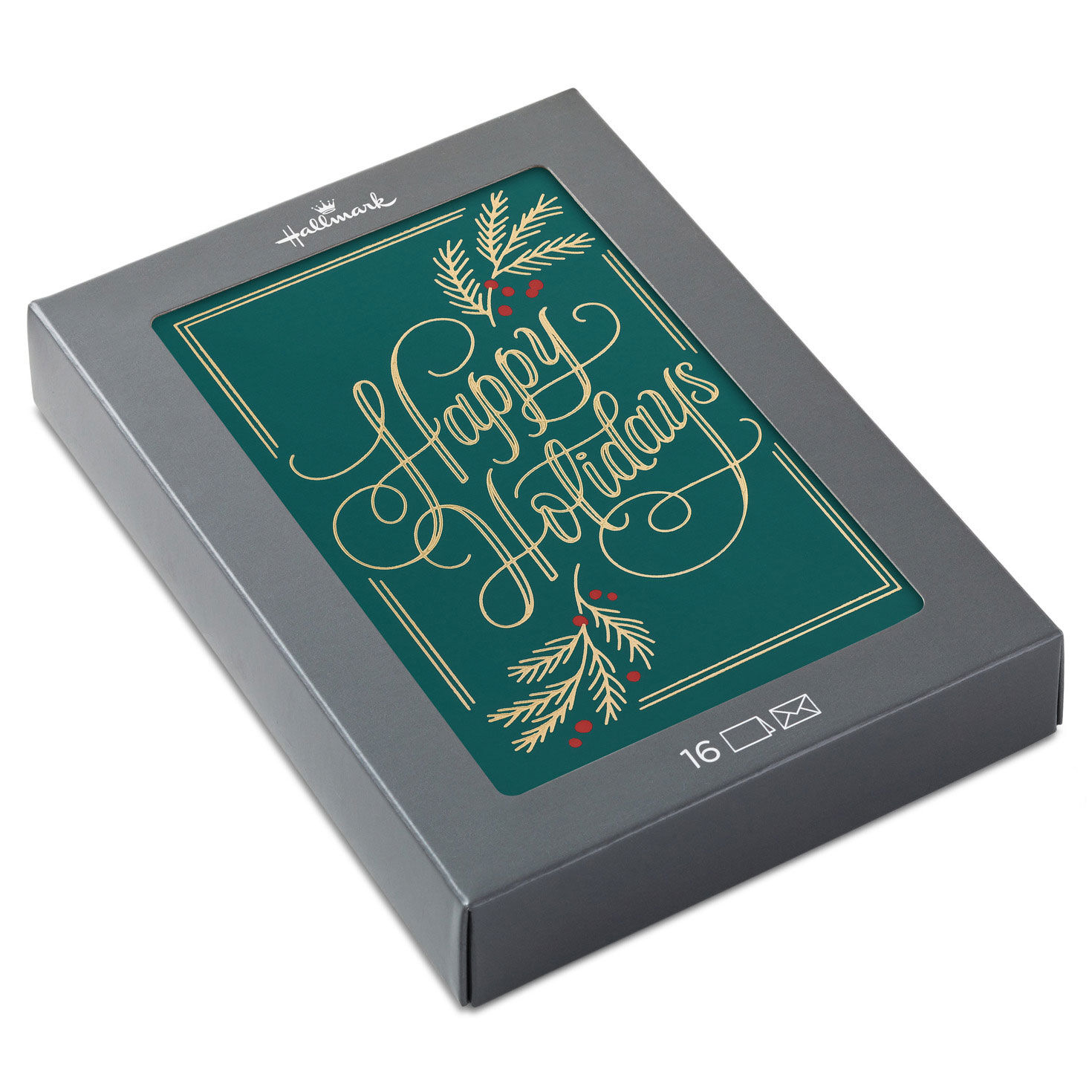 Gold Lettering on Green Boxed Christmas Cards package front image number 7