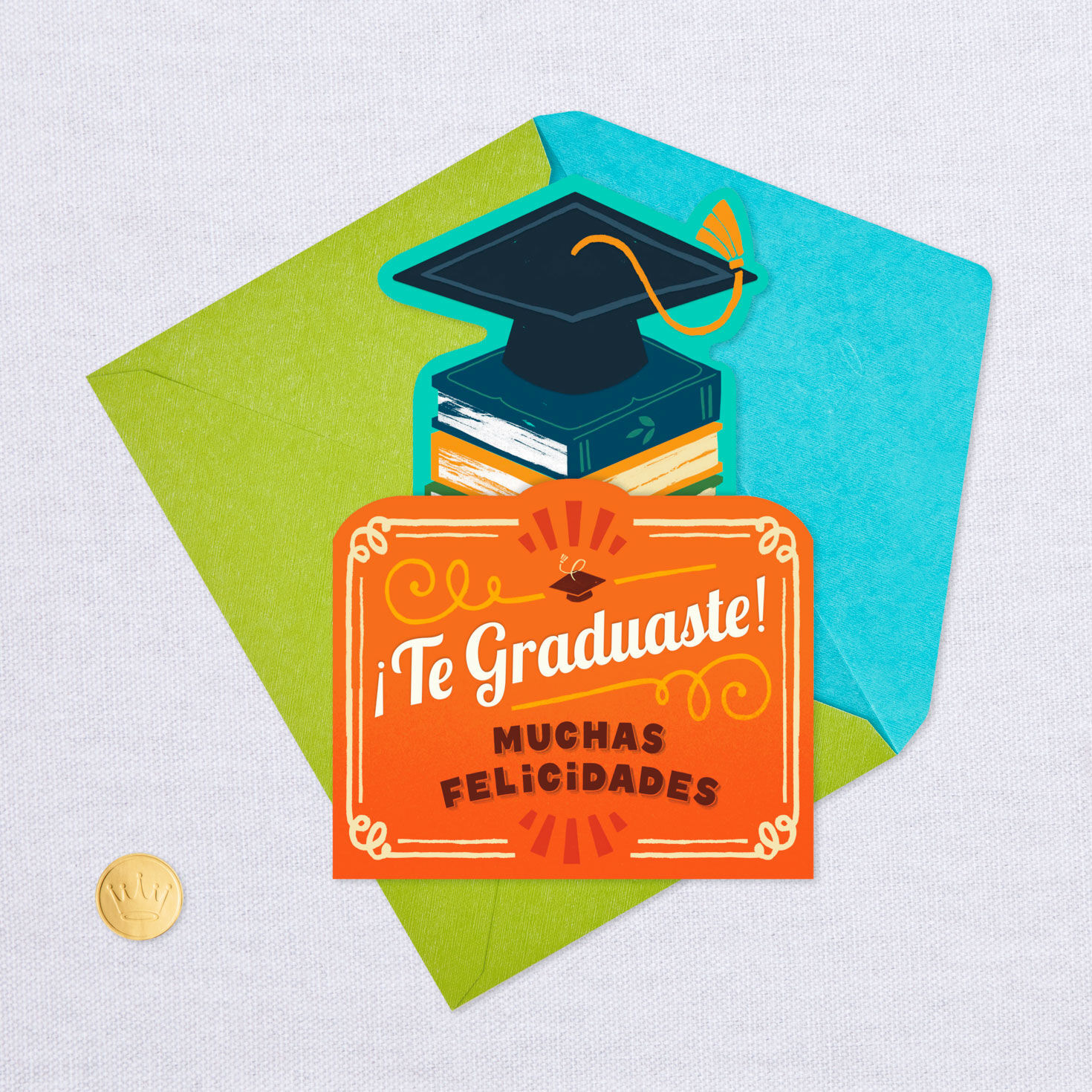 Mortarboard and Stars Spanish-Language Graduation Card, , large image number 5