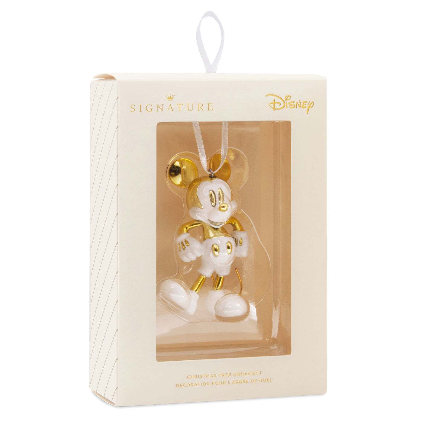 White Gold Mickey Mouse Christmas Ornament package front image number 7