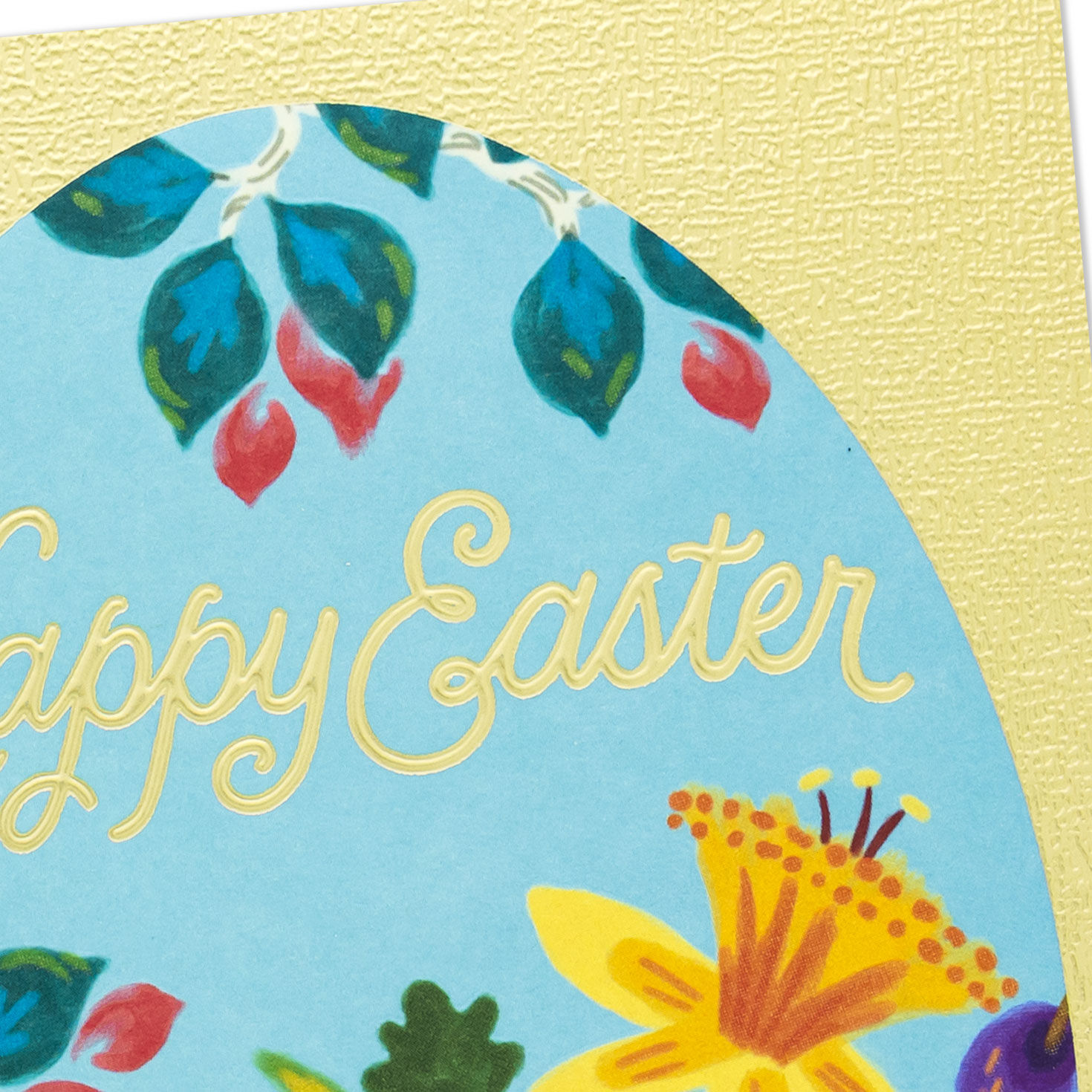 Bird and Spring Flowers Egg-Shaped Easter Card Card Front Detail image number 4