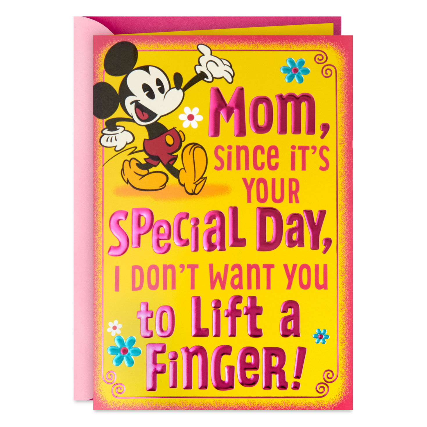 Disney Mickey Mouse Don't Lift a Finger Funny Pop-Up Birthday Card for Mom