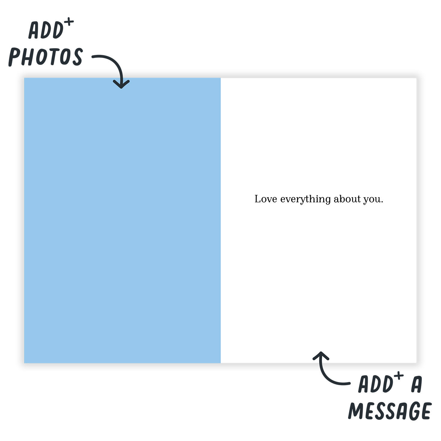 Watercolor Hearts Grid Personalized Love Card Open Card indicating personalization image number 3