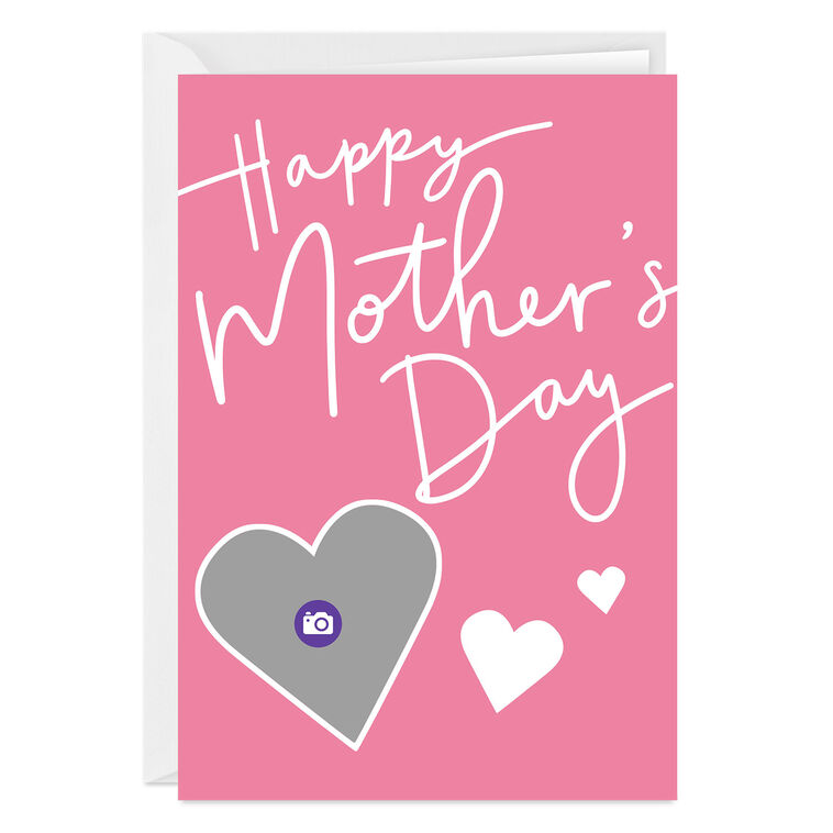 Pink White Hearts Personalized Mother's Day Card Card Front indicating personalization image number 3