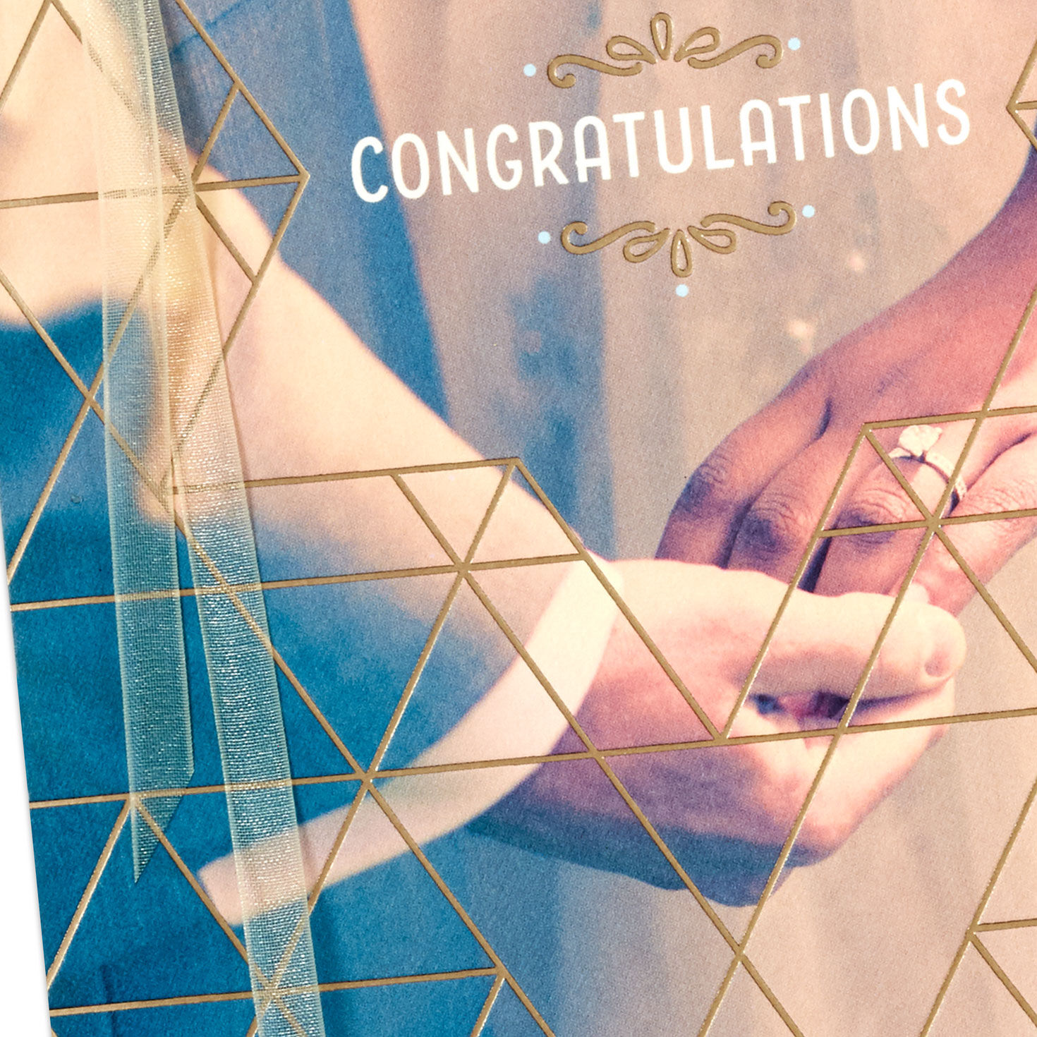 Bride and Groom Holding Hands Jewish Wedding Card Card Front Detail image number 4