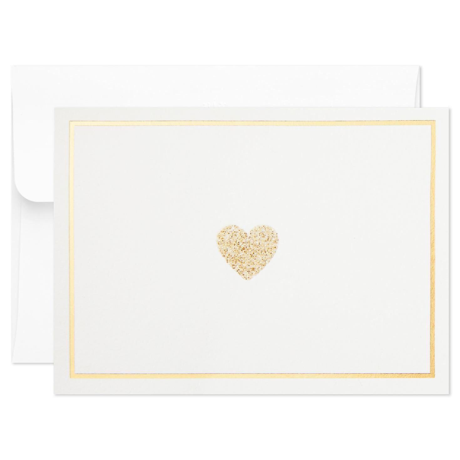 Glittery Gold Hearts Blank Note Cards, Box of 10, , large image number 2